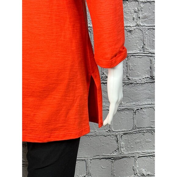 Peter Nygard Womens Small Embroidered Tunic Top Orange V-Neck 3/4 sleeve - Picture 8 of 8